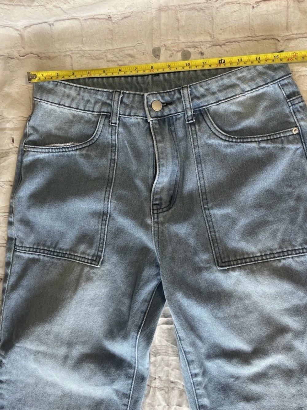 Manfinity Flame Jeans Y2K Streetwear Blue Denim Wide Leg Womens Small 32x30 - Picture 7 of 13